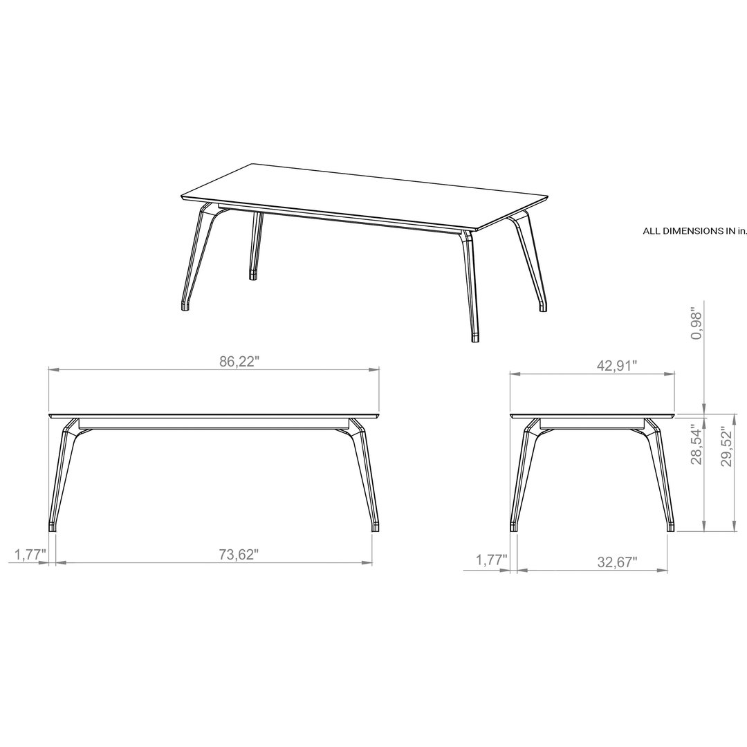 Giane Glass Top Dining Table — line