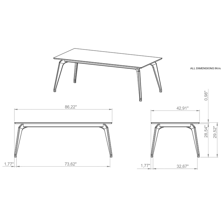 Giane Glass Top Dining Table — line
