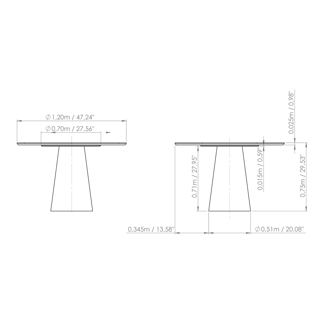 Mona Round Wood Top Dining Table — line