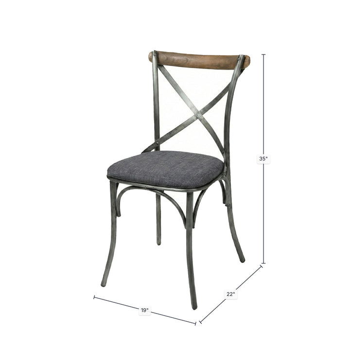 Metal Crossback Chair with Grey Fabric Seat Cushion