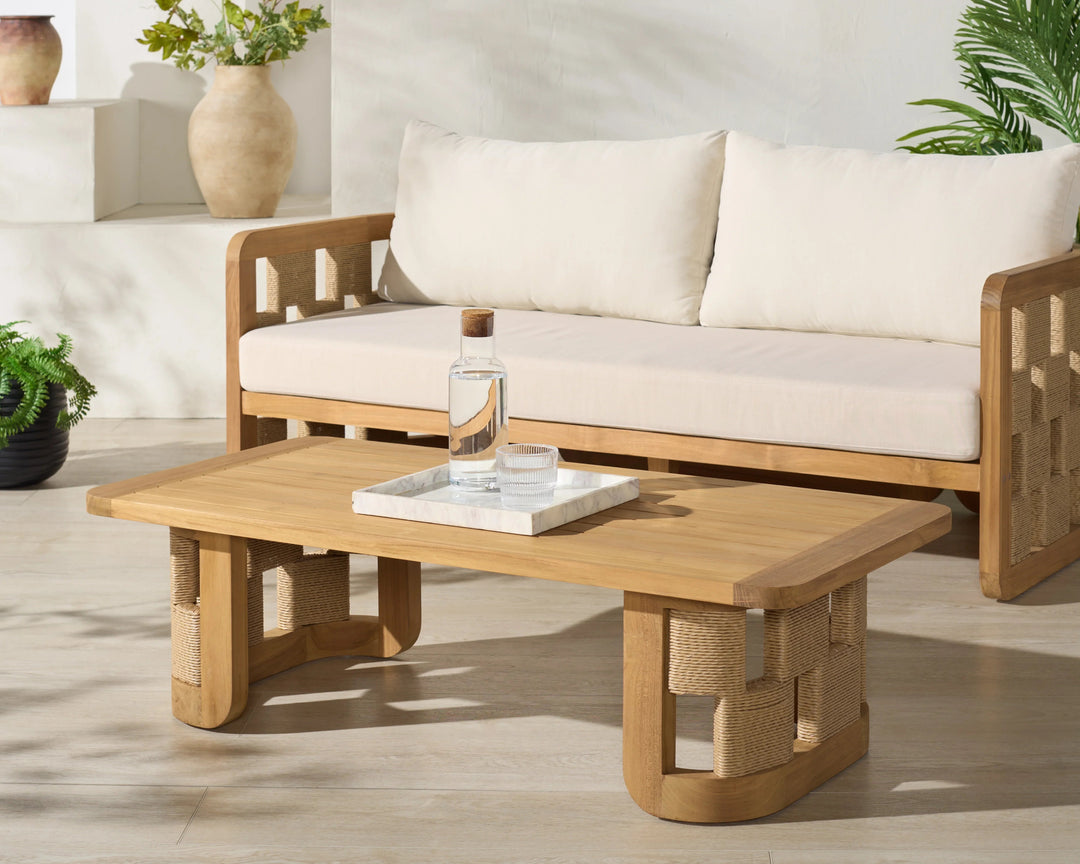 SwayLiving SwayLiving Skipper Teak And Hyacinth Outdoor Coffee Table