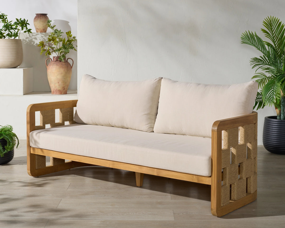 SwayLiving SwayLiving Skipper Teak And Hyacinth Patio Sofa