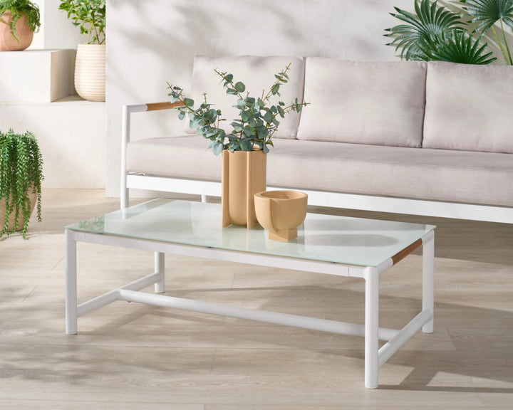 SwayLiving SwayLiving Chryssa Aluminum And Teak Patio Coffee Table