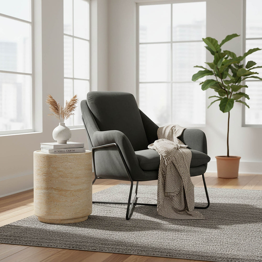 Romeo Lounge Chair - Dark Grey Velvet