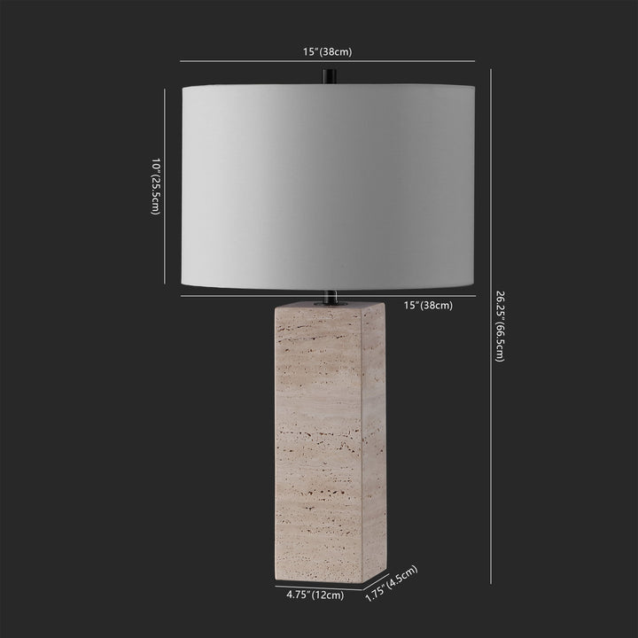 TRAVERTINE / BLACK / 15" X 15" X 26.4"