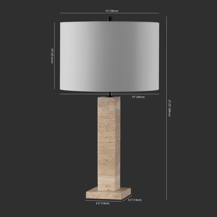 TRAVERTINE / BLACK / 15" X 15" X 27.3"