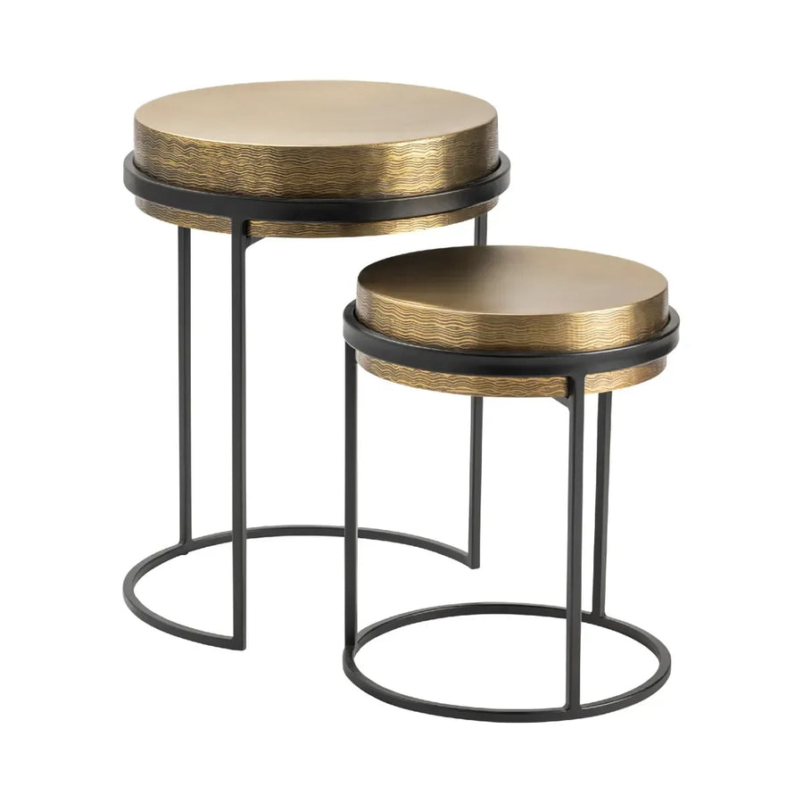 SwayLiving 2 Piece Hudson Textured Brass Nesting Tables ACCENT TABLES
