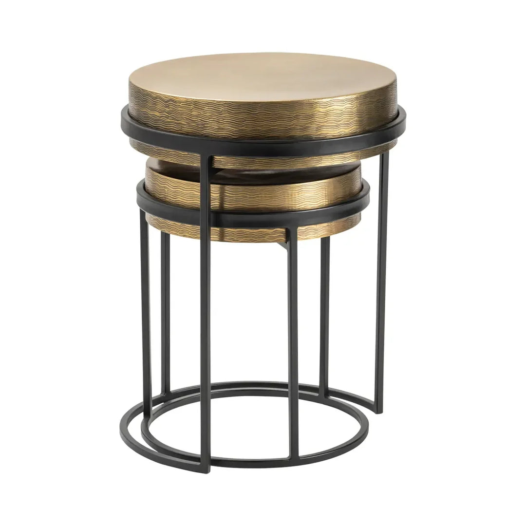 SwayLiving 2 Piece Hudson Textured Brass Nesting Tables ACCENT TABLES
