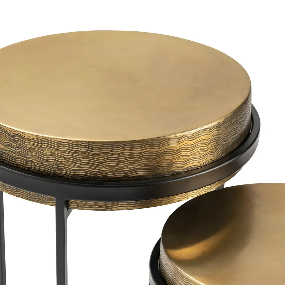 SwayLiving 2 Piece Hudson Textured Brass Nesting Tables ACCENT TABLES
