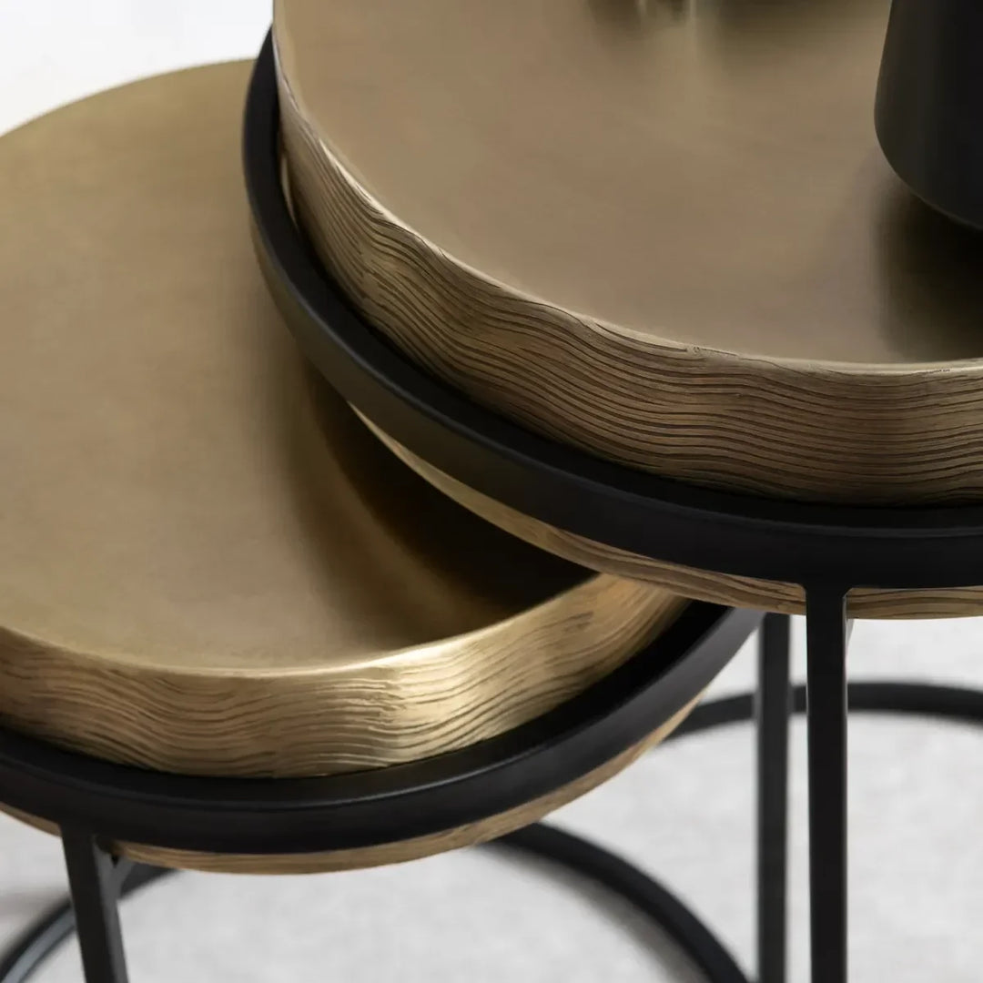 SwayLiving 2 Piece Hudson Textured Brass Nesting Tables ACCENT TABLES