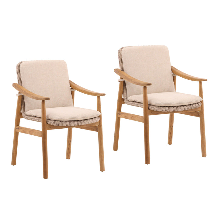 Wesley Outdoor Dining Chair Set of 2 Beige - SwayLiving
