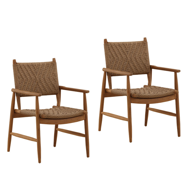 Arya Outdoor Dining Chair Set of 2 Light Brown — Front Three-Quarter