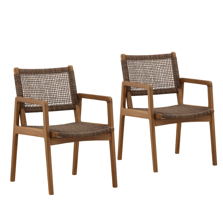 Camelia Outdoor Dining Chair Set of 2 Light Brown — Front Three-Quarter