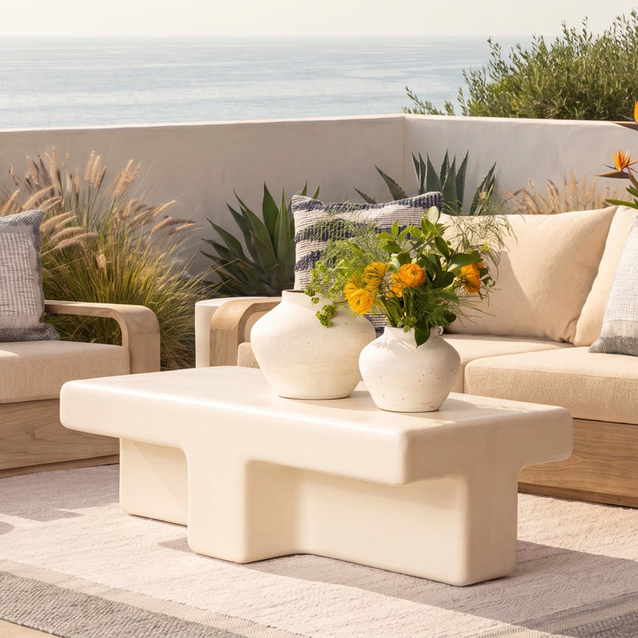 Teoh Outdoor Coffee Table White — Lifestyle