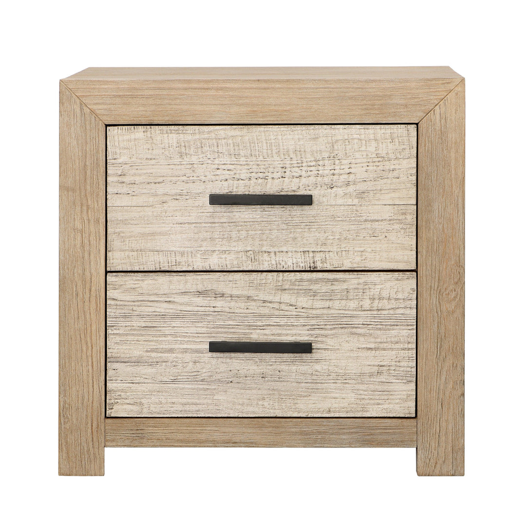 Rue Double Drawer Nightstand Light Warm Wash - SwayLiving