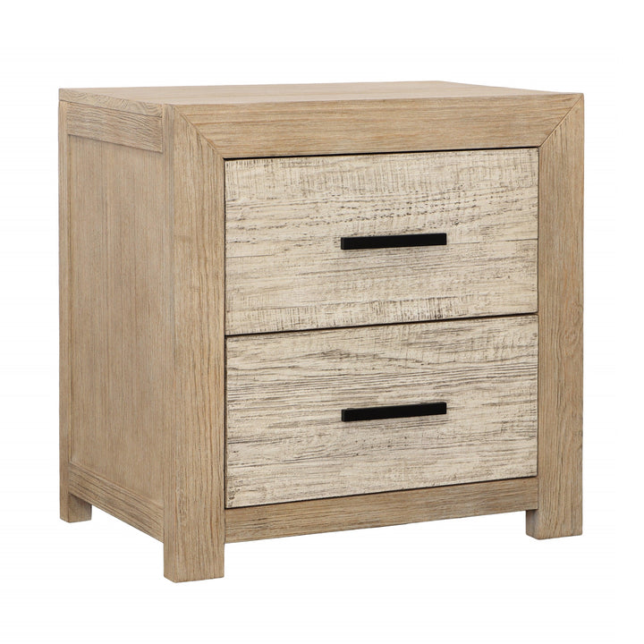 Rue Double Drawer Nightstand Light Warm Wash - SwayLiving