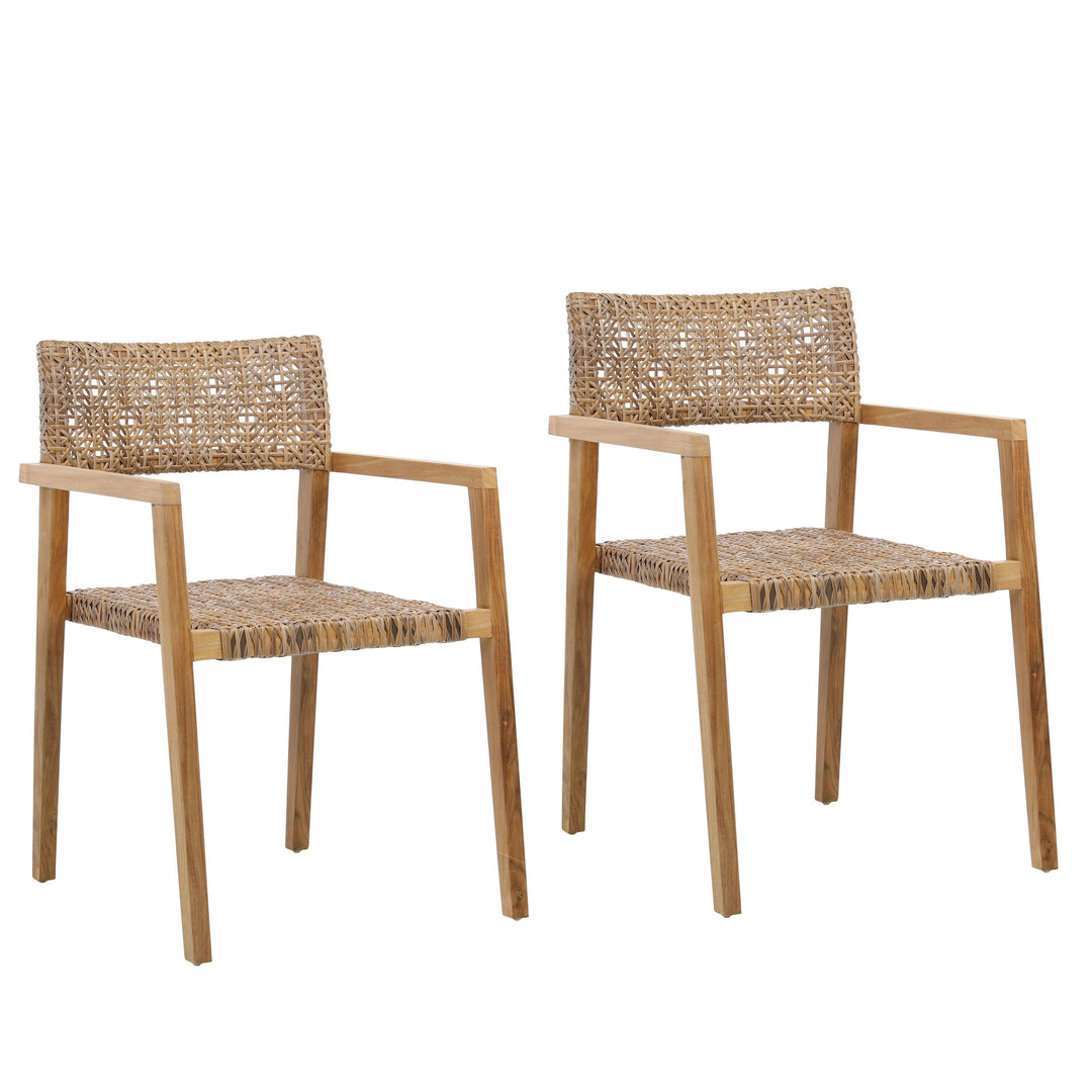 Chairet Deeta Outdoor Dining Chair Set of 2 Brown - SwayLiving