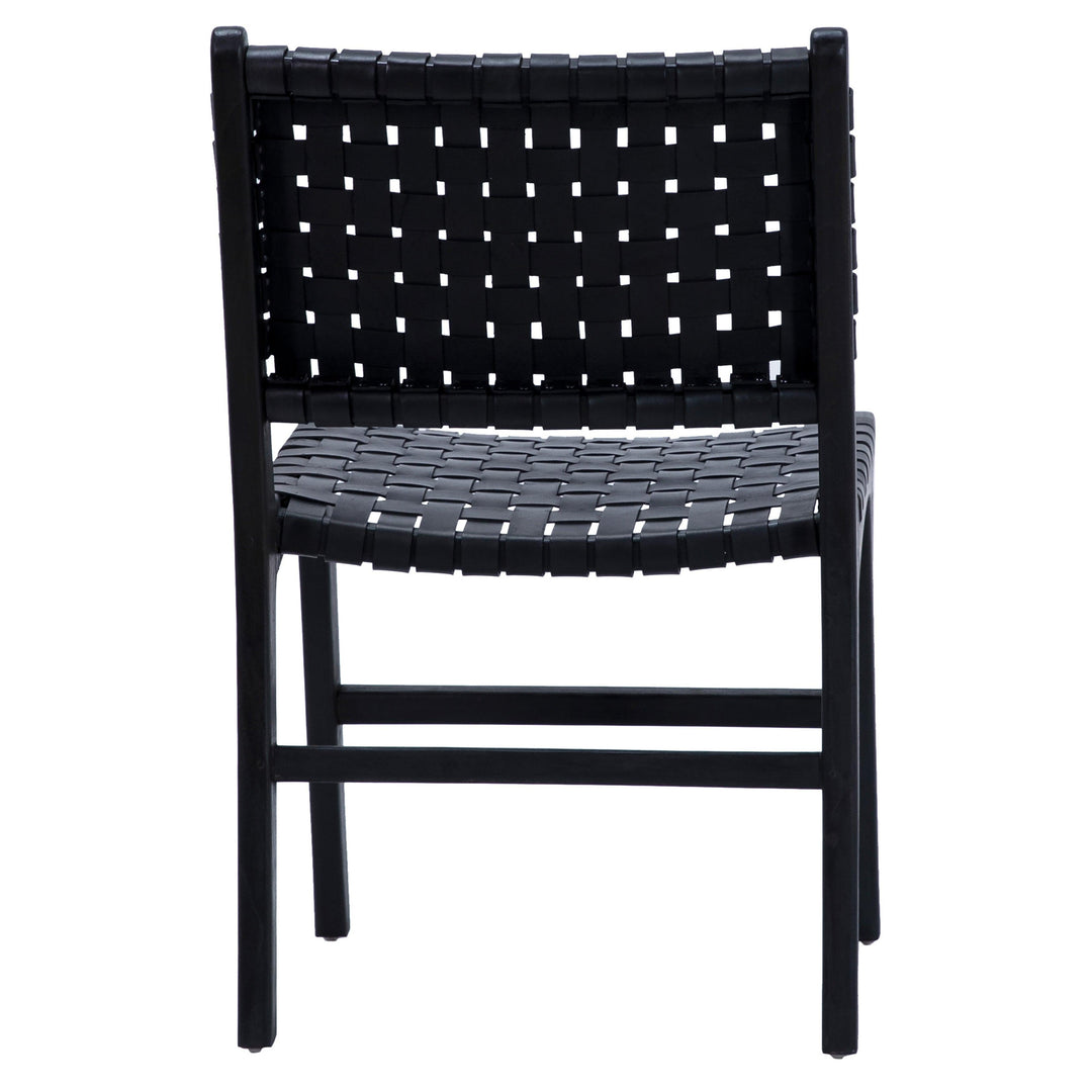 Dalen Dining Chair Black Leather Blk Frame - SwayLiving