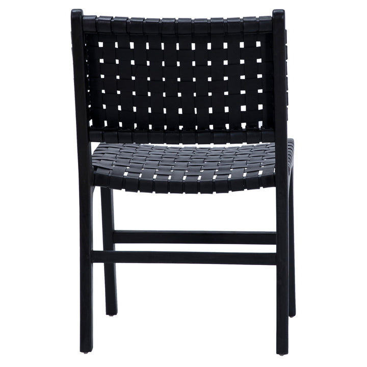 Dalen Dining Chair Black Leather Blk Frame - SwayLiving