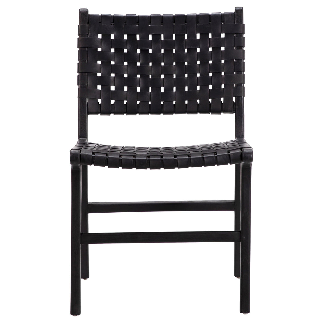 Dalen Dining Chair Black Leather Blk Frame - SwayLiving