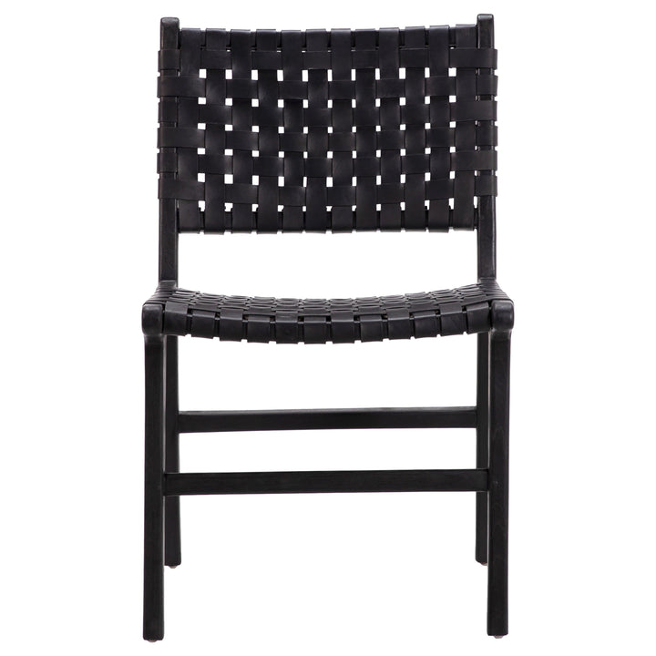 Dalen Dining Chair Black Leather Blk Frame - SwayLiving