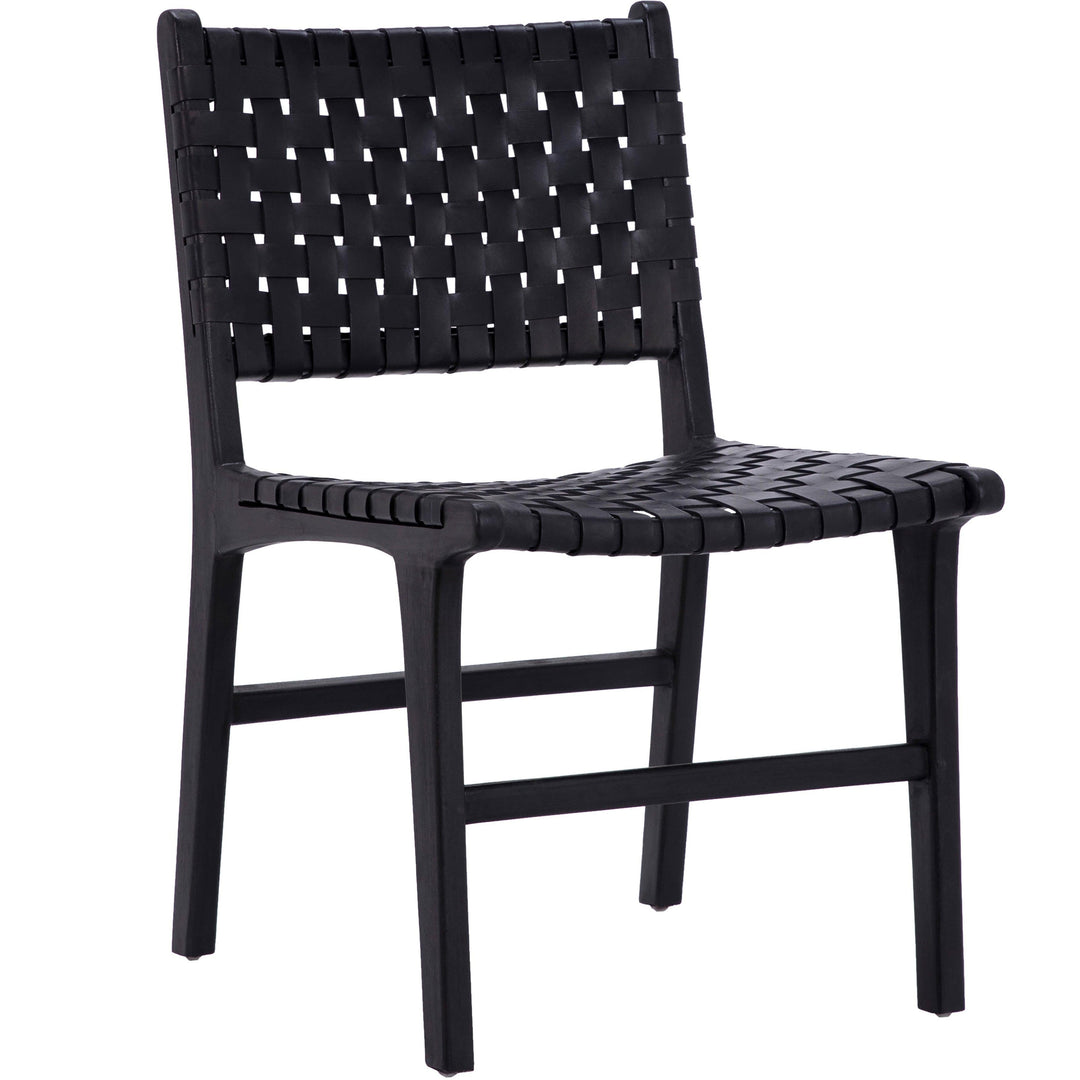 Dalen Dining Chair Black Leather Blk Frame - SwayLiving