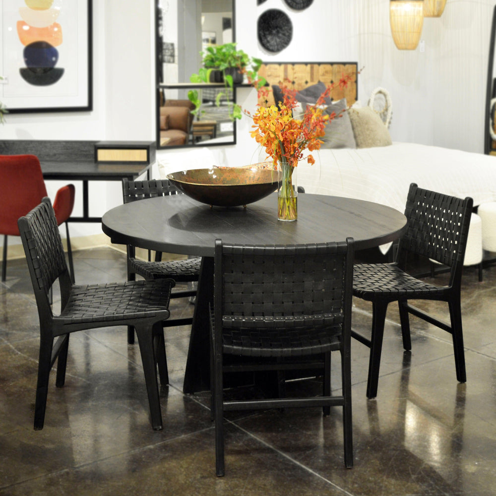 Dalen Dining Chair Black Leather Blk Frame - SwayLiving