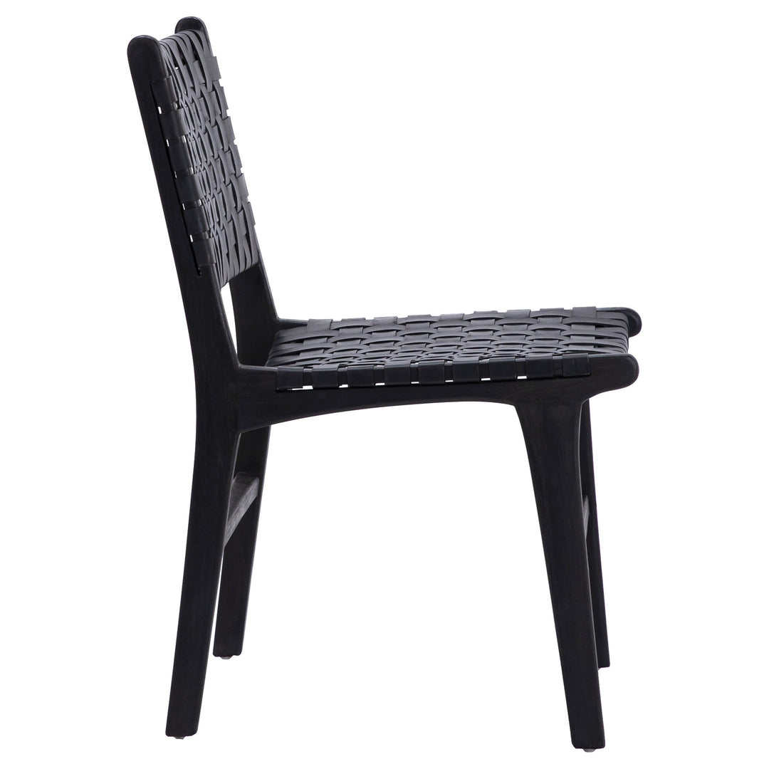 Dalen Dining Chair Black Leather Blk Frame - SwayLiving