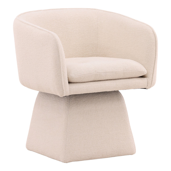 Jonnie Swivel Chair Cream — Front Three-Quarter