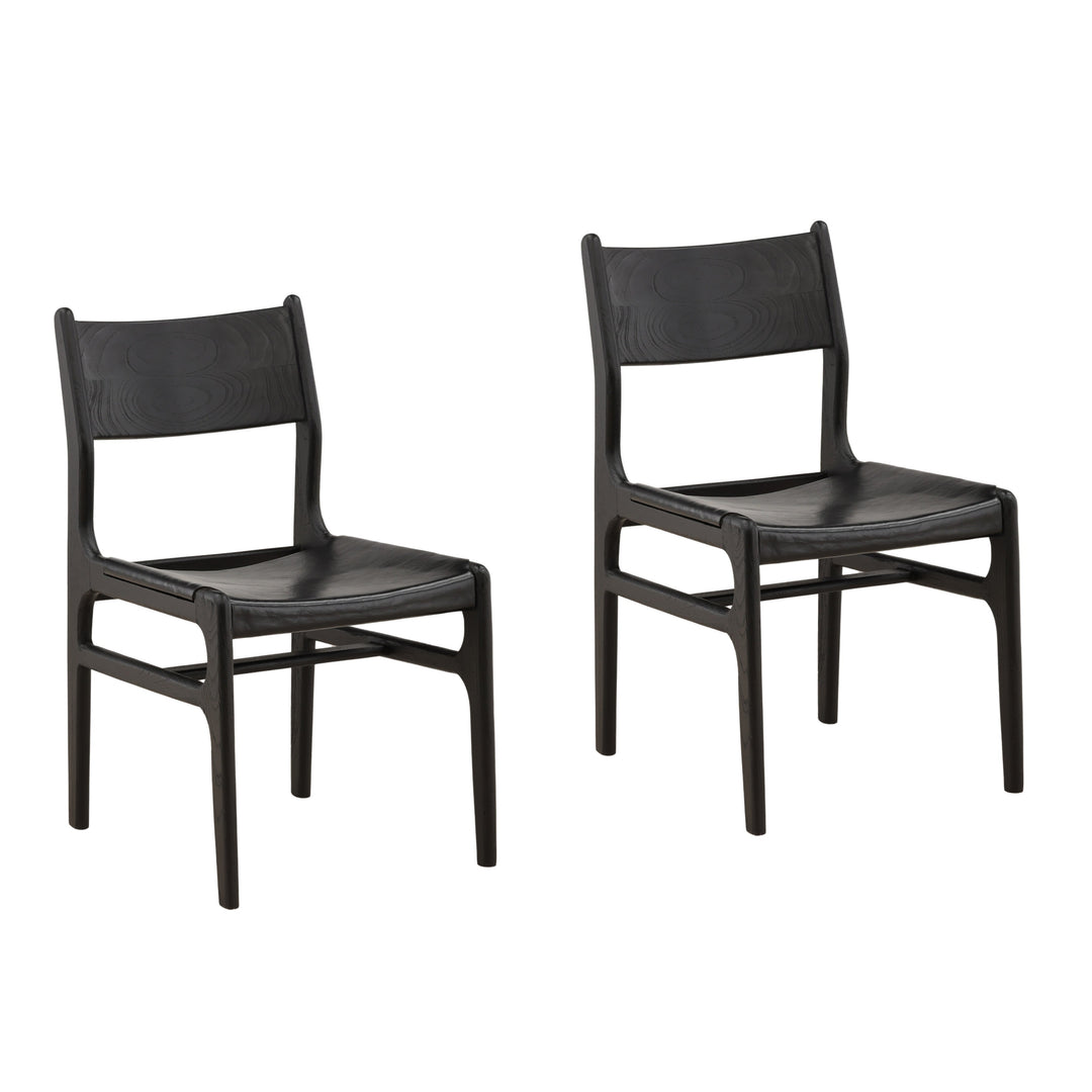 Leandro Dining Chair Set of 2 Black — Front Three-Quarter