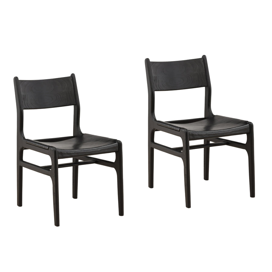 Leandro Dining Chair Set of 2 Black — Front Three-Quarter