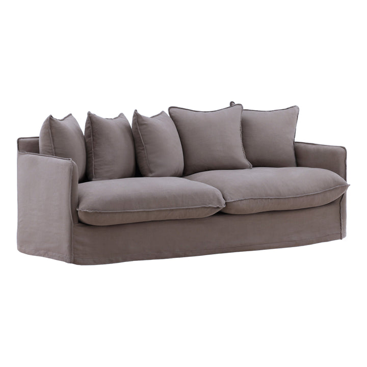 Lexa Sofa Slipcover Stone — Front Three-Quarter