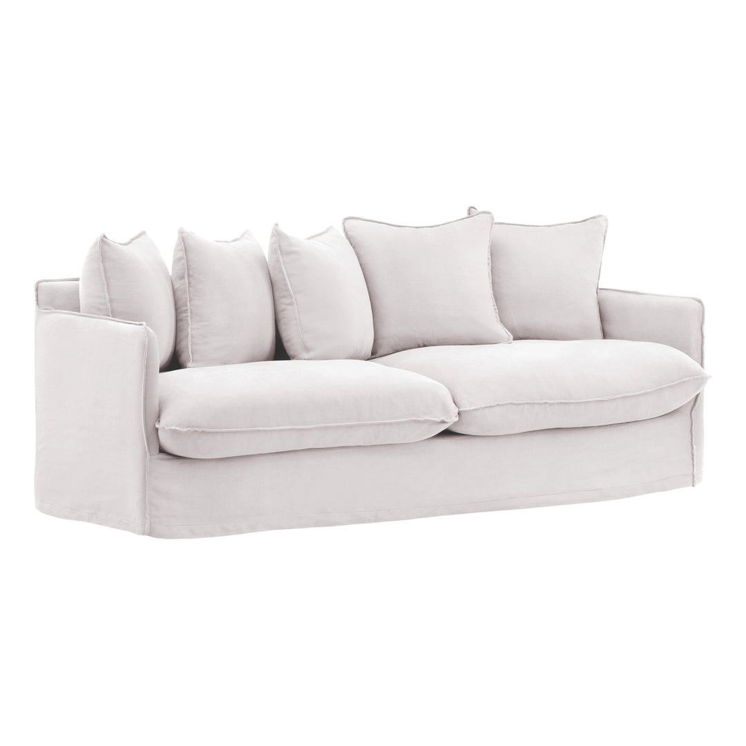 Lexa Sofa Slipcover White — Front Three-Quarter