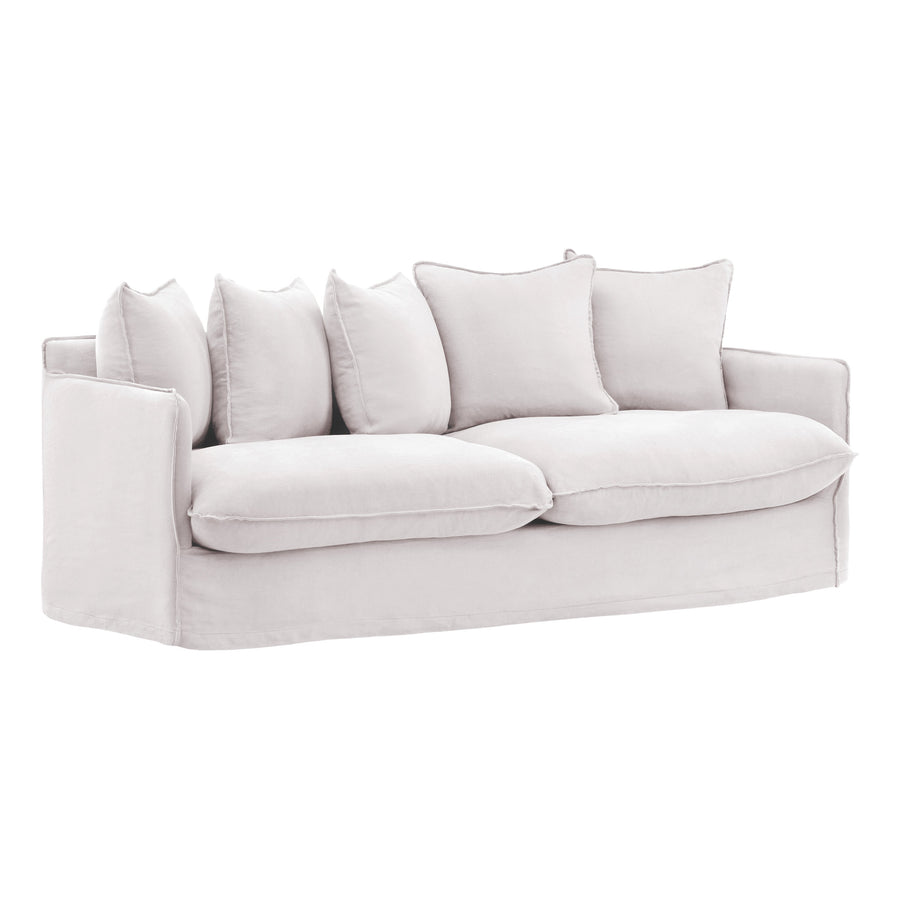 Lexa Sofa Slipcover White — Front Three-Quarter
