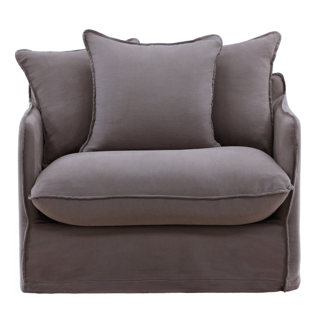 Lexa Sofa Chair Slipcover Stone — Front