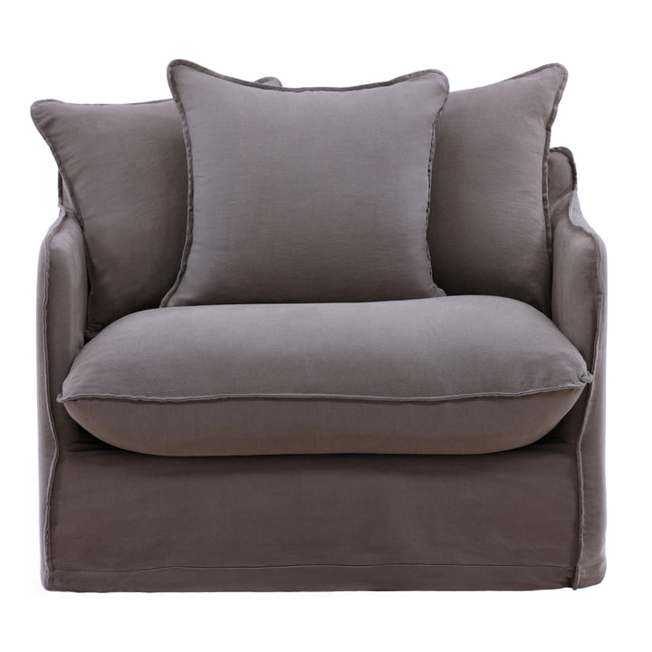 Lexa Sofa Chair Slipcover Stone — Front
