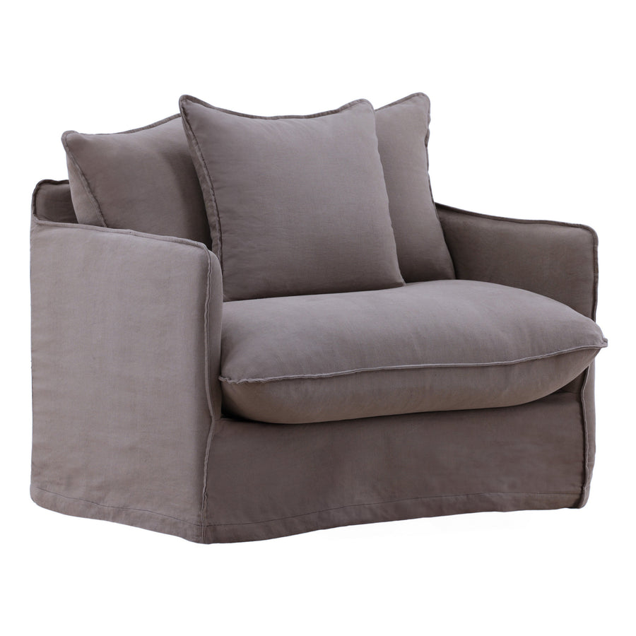 Lexa Sofa Chair Slipcover Stone — Front Three-Quarter
