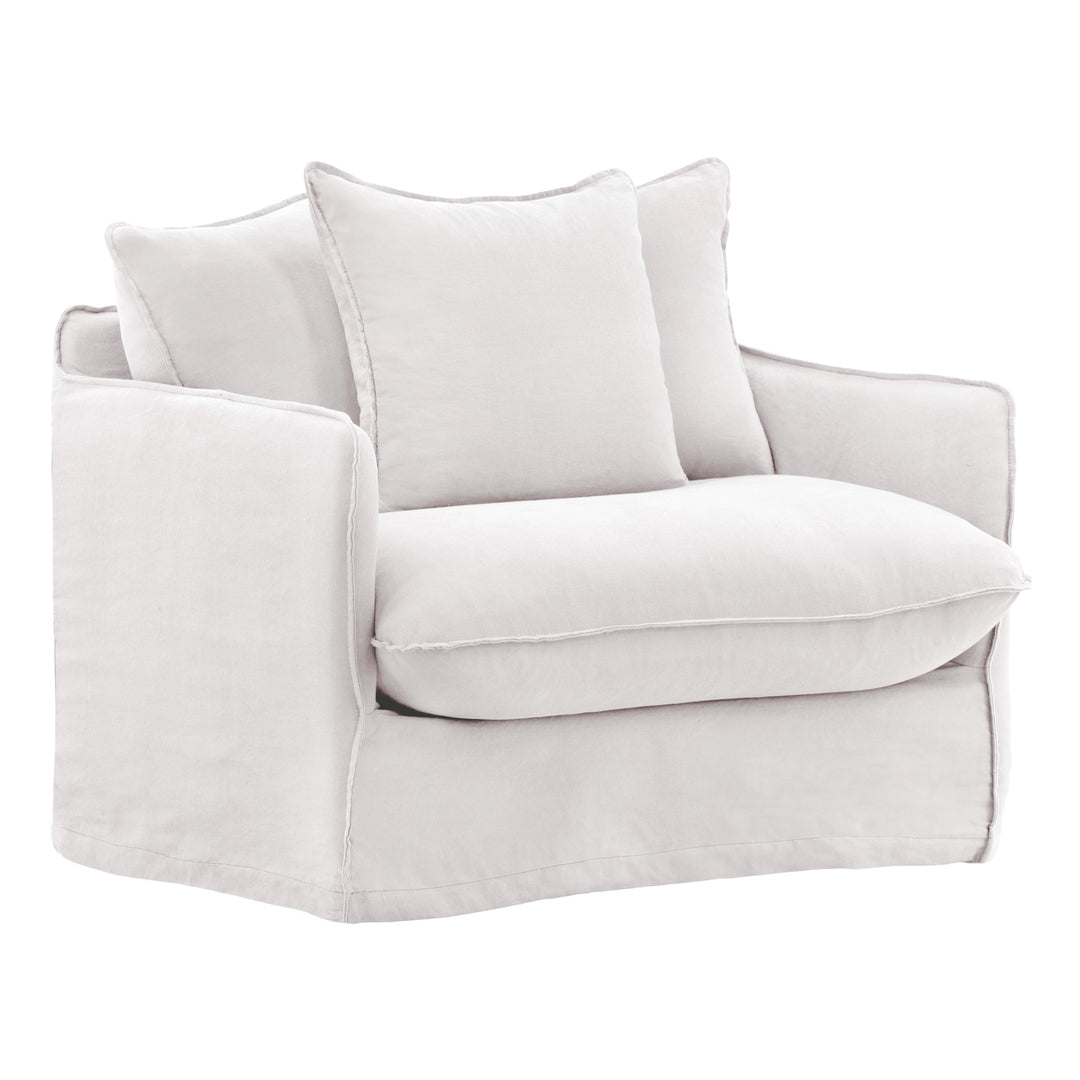 Lexa Sofa Chair Slipcover White — Front Three-Quarter