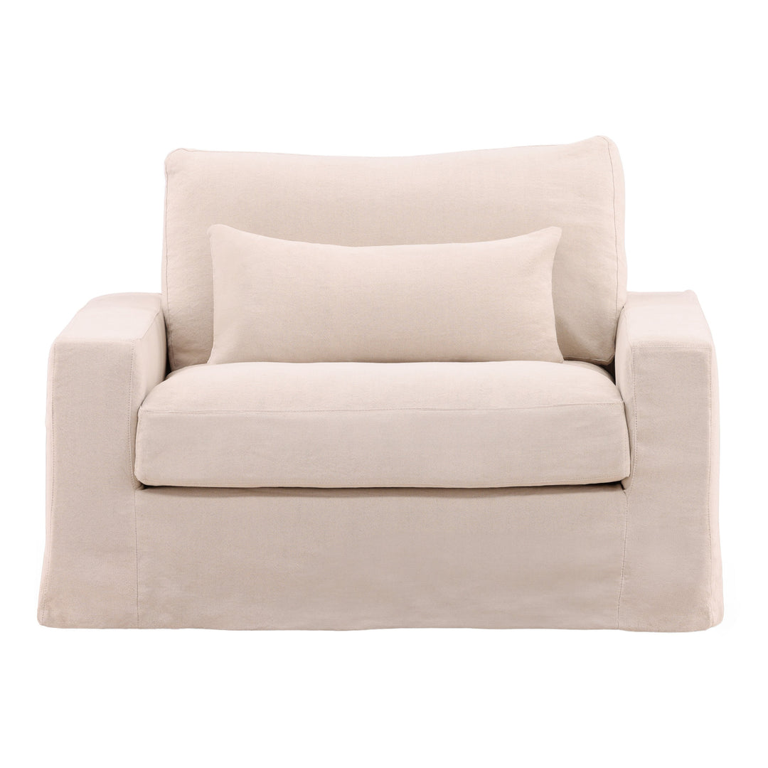Silvie Sofa Chair Slipcover Natural — Front