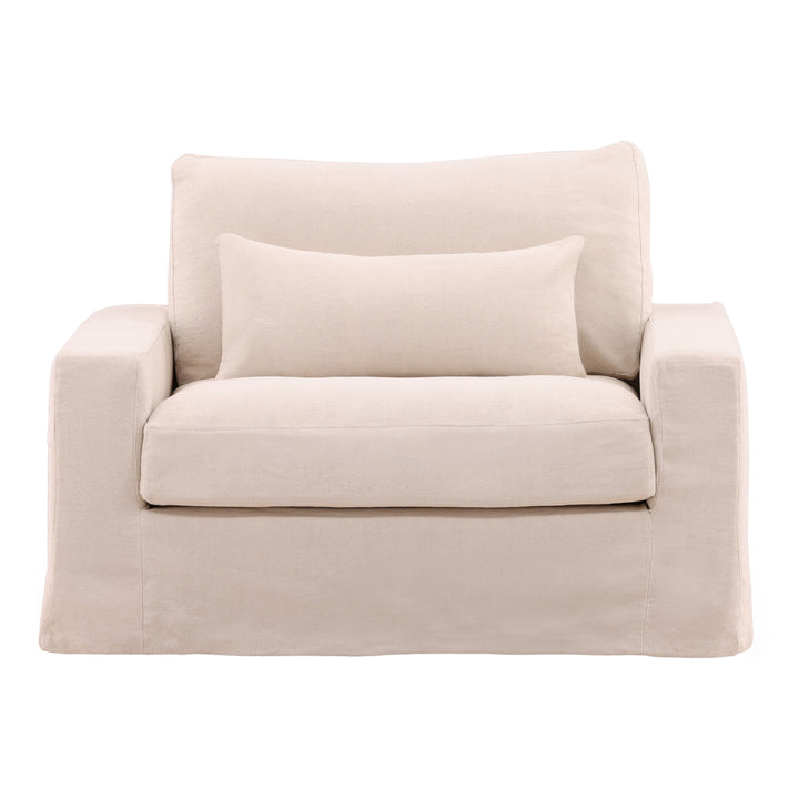 Silvie Sofa Chair Slipcover Natural — Front