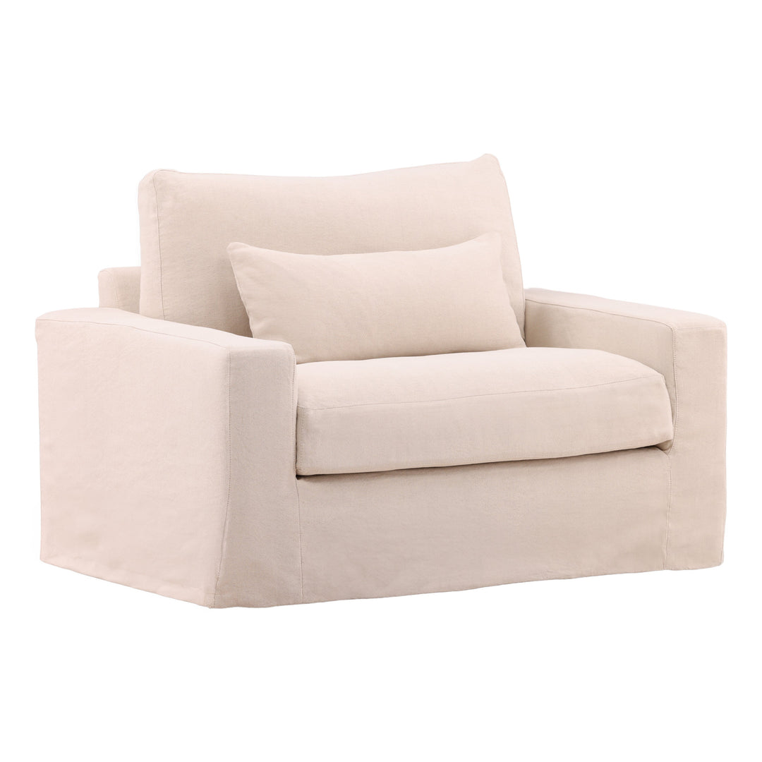 Silvie Sofa Chair Slipcover Natural — Front Three-Quarter