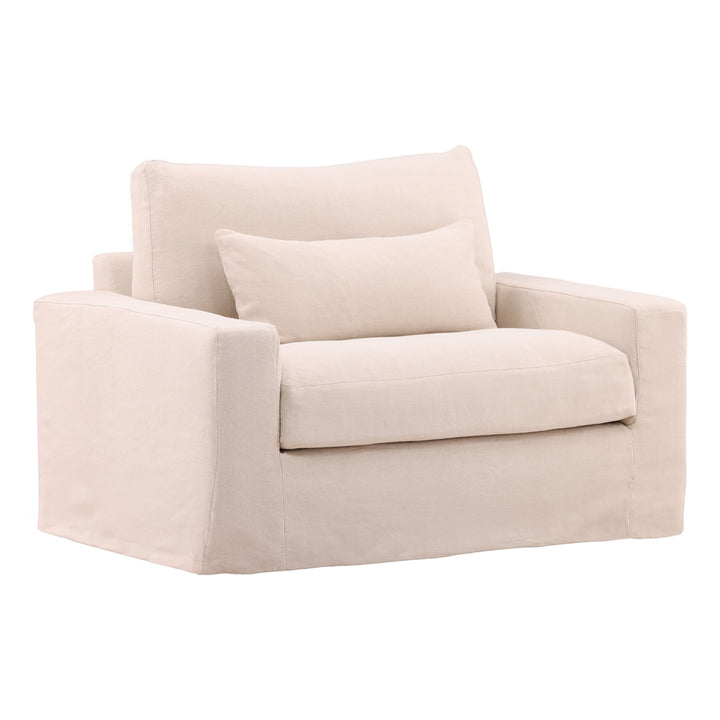 Silvie Sofa Chair Slipcover Natural — Front Three-Quarter