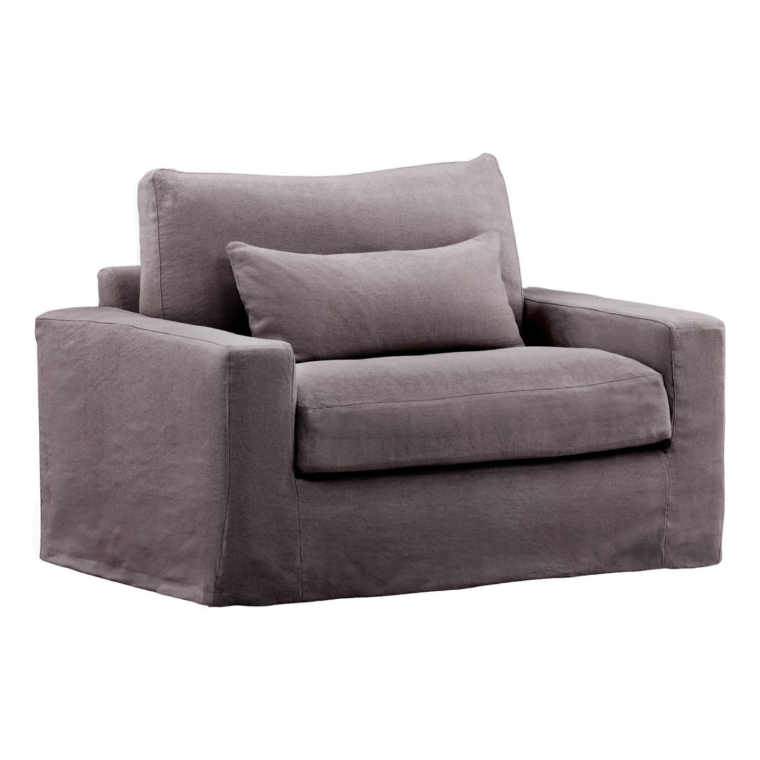 Silvie Sofa Chair Slipcover Stone — Front Three-Quarter
