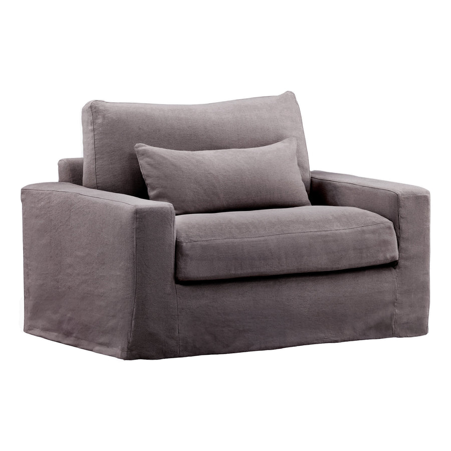 Silvie Sofa Chair Slipcover Stone — Front Three-Quarter