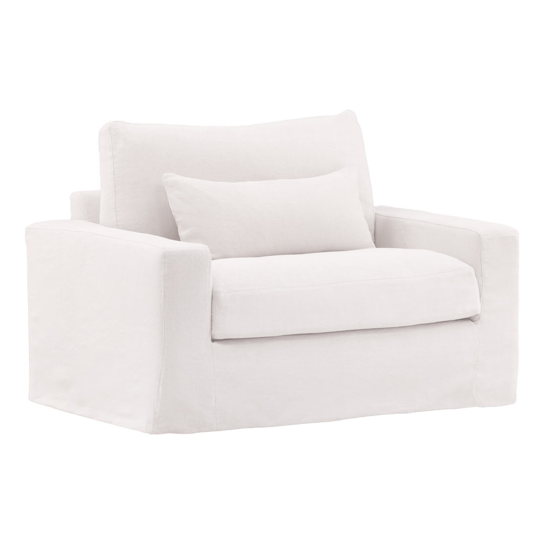 Silvie Sofa Chair Slipcover White — Front Three-Quarter