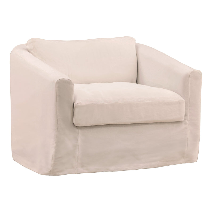 Violetta Sofa Chair Slipcover Natural — Front Three-Quarter