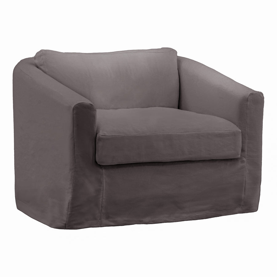 Violetta Sofa Chair Slipcover Stone — Front Three-Quarter