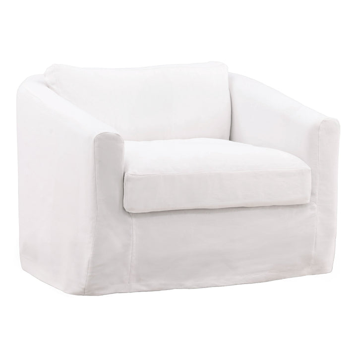 Violetta Sofa Chair Slipcover White — Front Three-Quarter