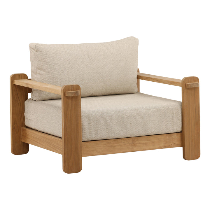 Julienne Outdoor Sofa Chair Taupe — Front Three-Quarter