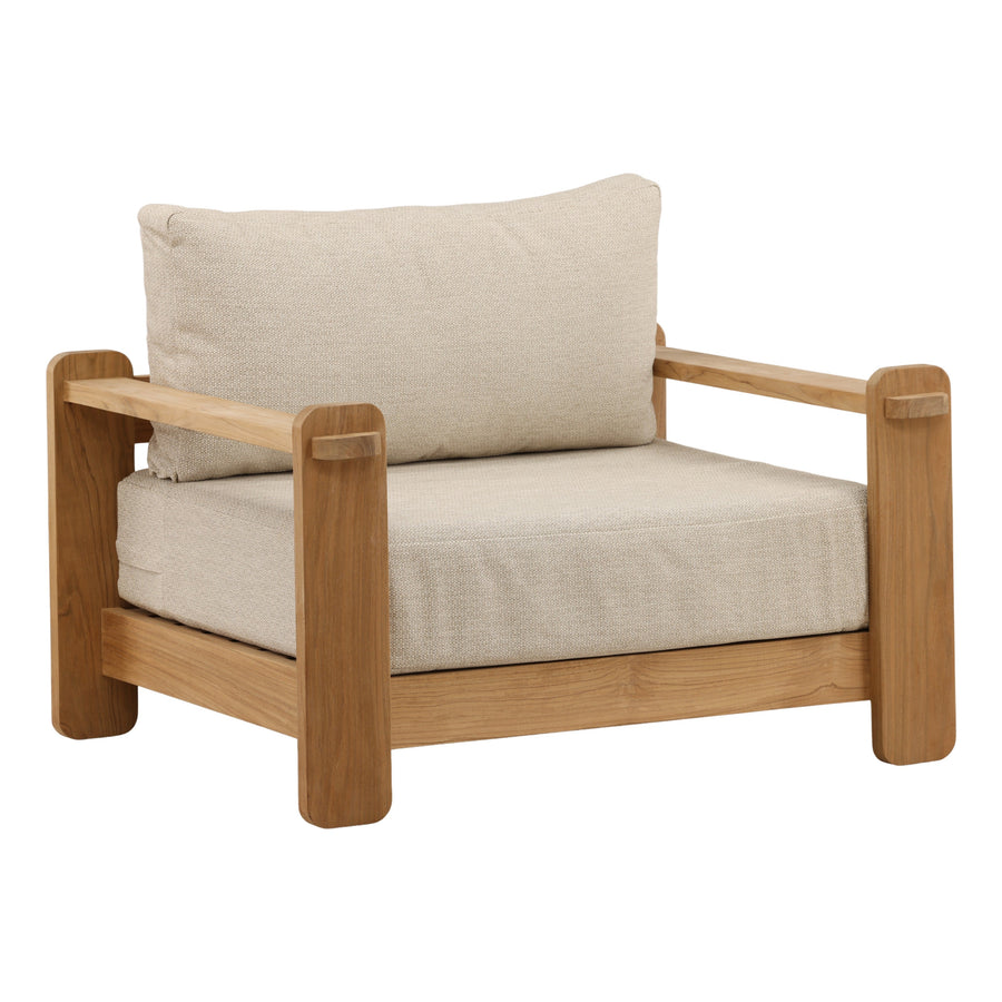 Julienne Outdoor Sofa Chair Taupe — Front Three-Quarter